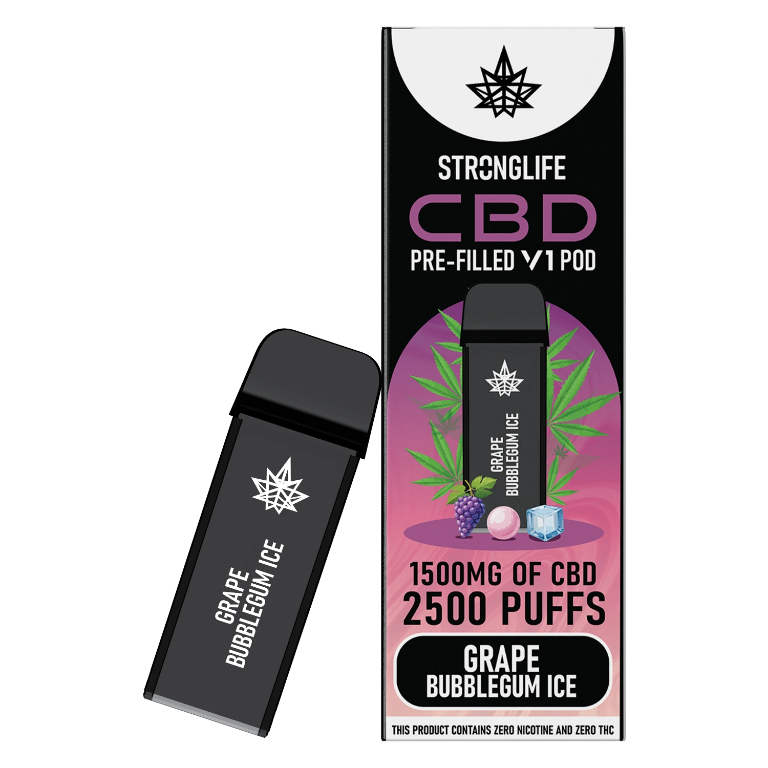 Grape Bubblegum Ice V1 Prefilled CBD Vape Pod (Box of 10)