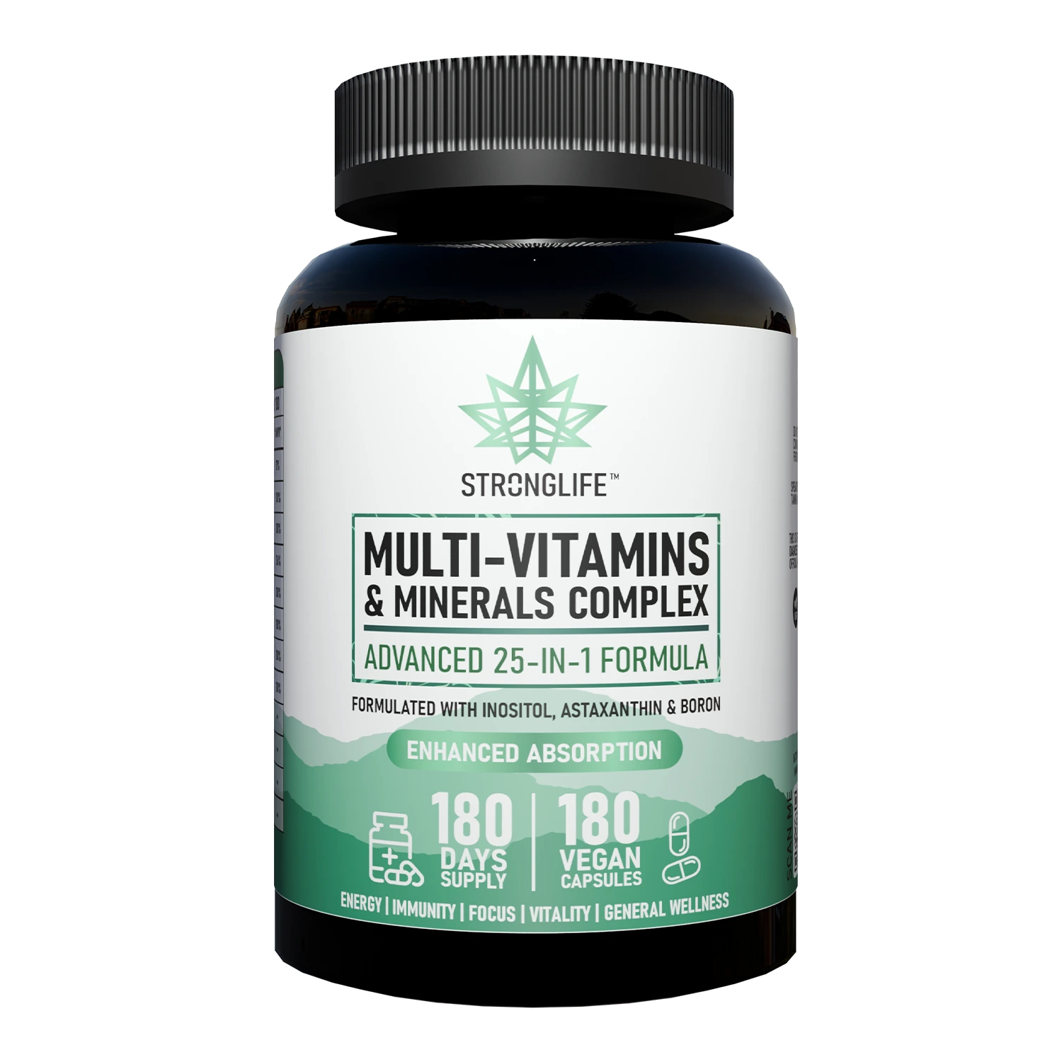 Buy Multi Vitamins and Minerals Complex Advanced 25-in-1 Formula with Inositol Astaxanthin Boron Enhanced Absorption with Black Pepper Stronglife