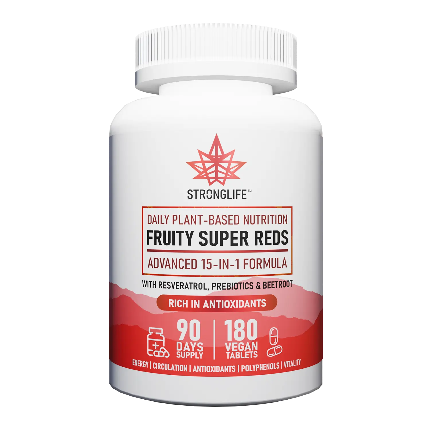 Buy Super Reds Capsules Fruity Super Reds Daily Plant-Based Nutrition Advanced 15-in-1 Formula with Resveratrol Prebiotics Beetroot Stronglife