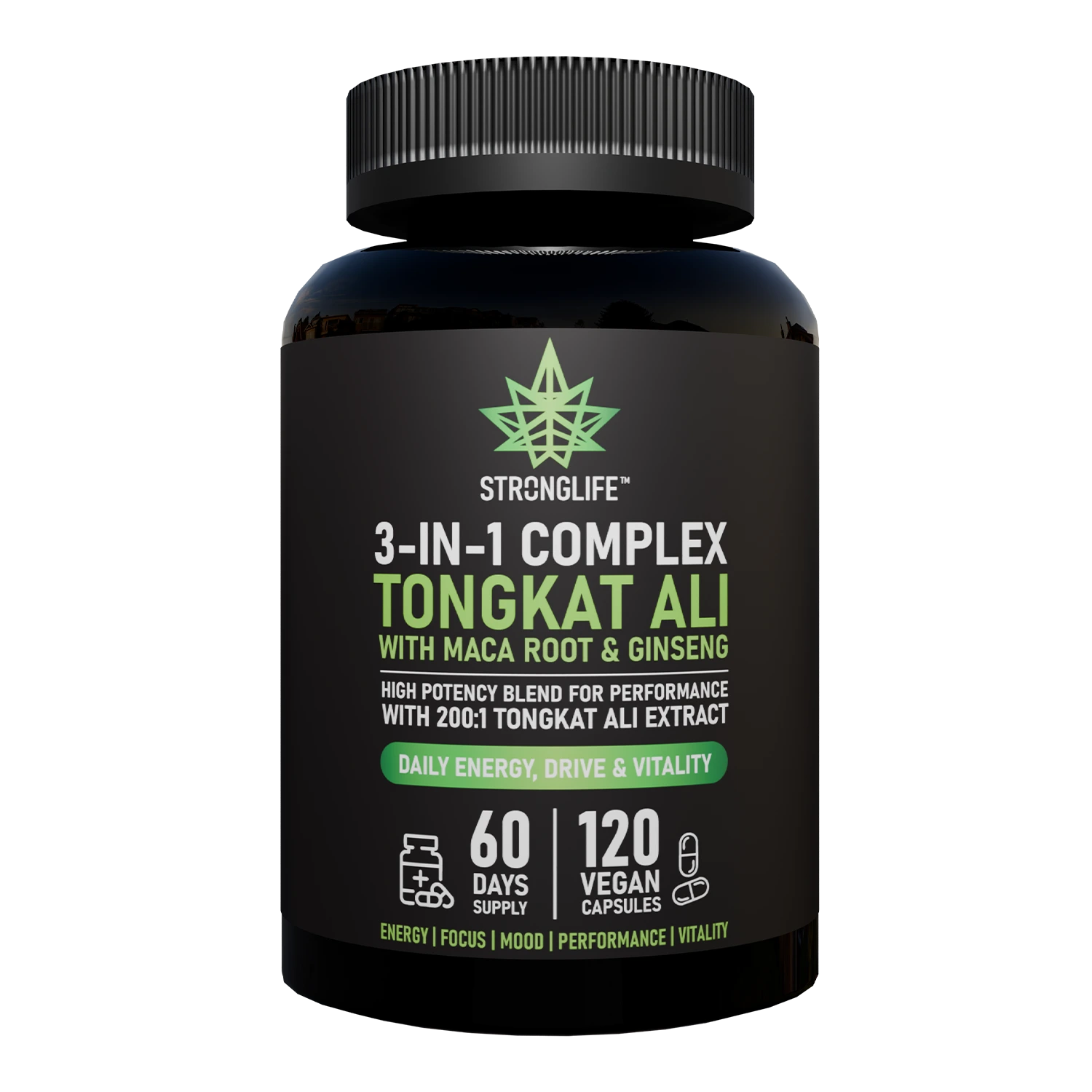 Buy Tongkat Ali with Maca Root and Korean Ginseng UK Premium Extracts & Testosterone Support Stronglife